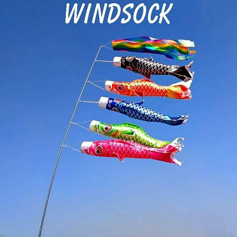 Visland Fish Windsock Koinobori Windsock Japanese Carp Flag Hanging Flag  Decoration for Outdoor Garden Yard Sushi Restaurant Bar 