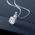 thumbnail image 3 of Gem Stone King 10K White Gold White Moissanite and White Created Sapphire Pendant Necklace for Women (5.06 Cttw, Gemstone, Cushion Cut 10MM, with 18 inch Chain), 3 of 4