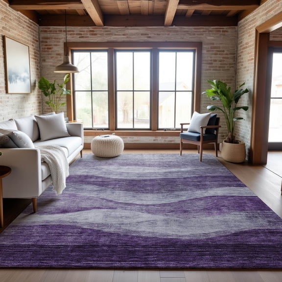Addison Rugs Mayfield Premium Machine Washable Transitional Swirls Lavender Rectangle Rug, 8' x 10'