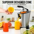 thumbnail image 5 of Zulay Electric Citrus Juicer - Stainless Steel, 160W Powerful & Quiet, Interchangeable Cones for Orange Lemon Grapefruit Lime  - Filters Seeds Pulp - Dishwasher Safe - Black, 5 of 7