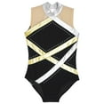 thumbnail image 6 of iiniim Kids Girls Athletic Dance Gymnastic Leotards One Piece Ballet Bodysuit Sleeveless Unitard Dance Wear Gold 14, 6 of 7