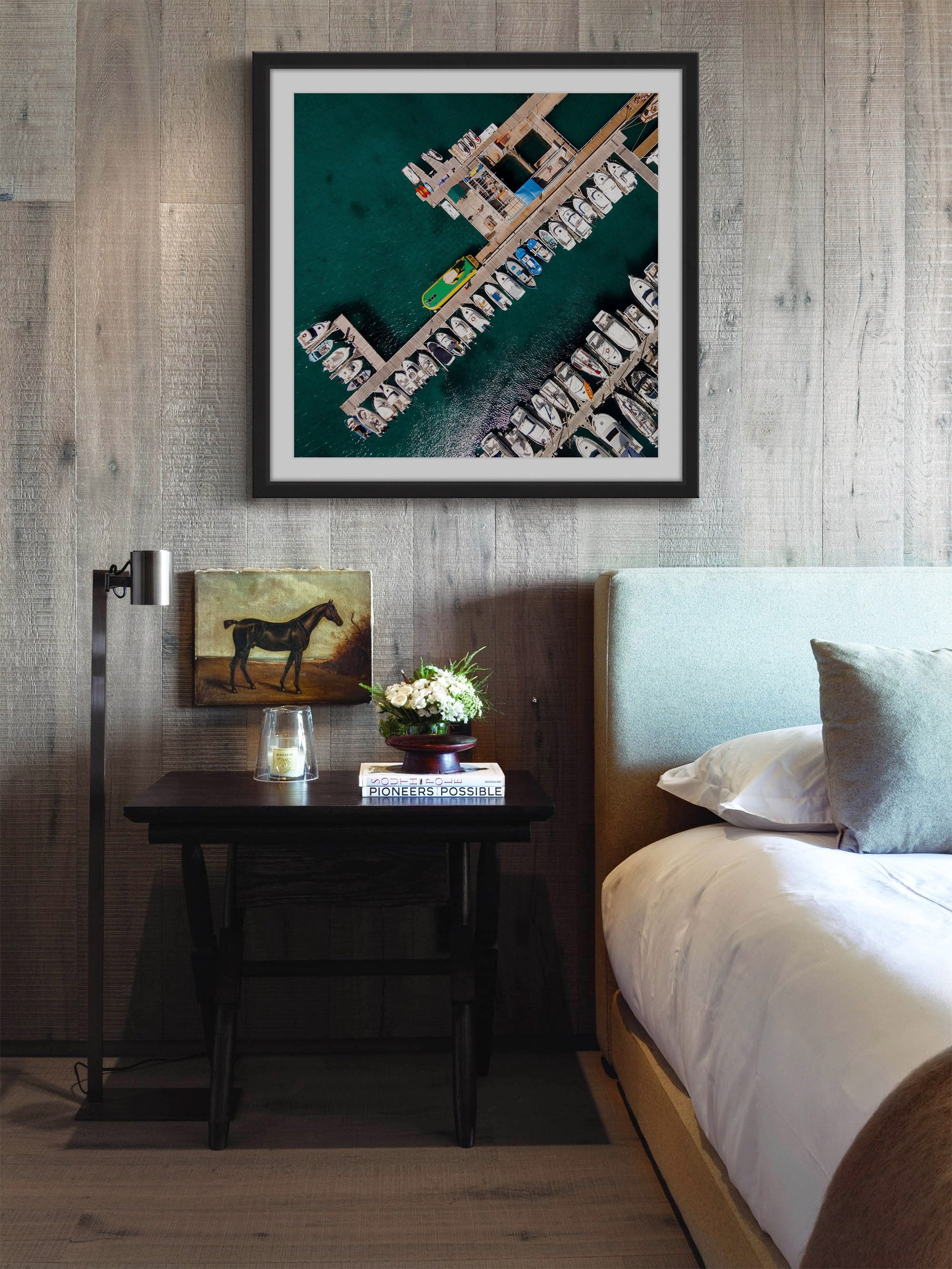 "Neatly Docked Boats" Framed Painting Print