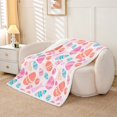 thumbnail image 2 of Erosebridal Girly Pink Happy Easter Sherpa Blanket 60x80, Colorful Rabbit Eggs Fuzzy Blanket Throw, 2 of 7
