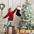 thumbnail image 6 of Jumbo Black Plush Christmas Stocking, 17-Inch Giant Oversized Xmas Hanging Mantel Decor with White Cuff, 6 of 9