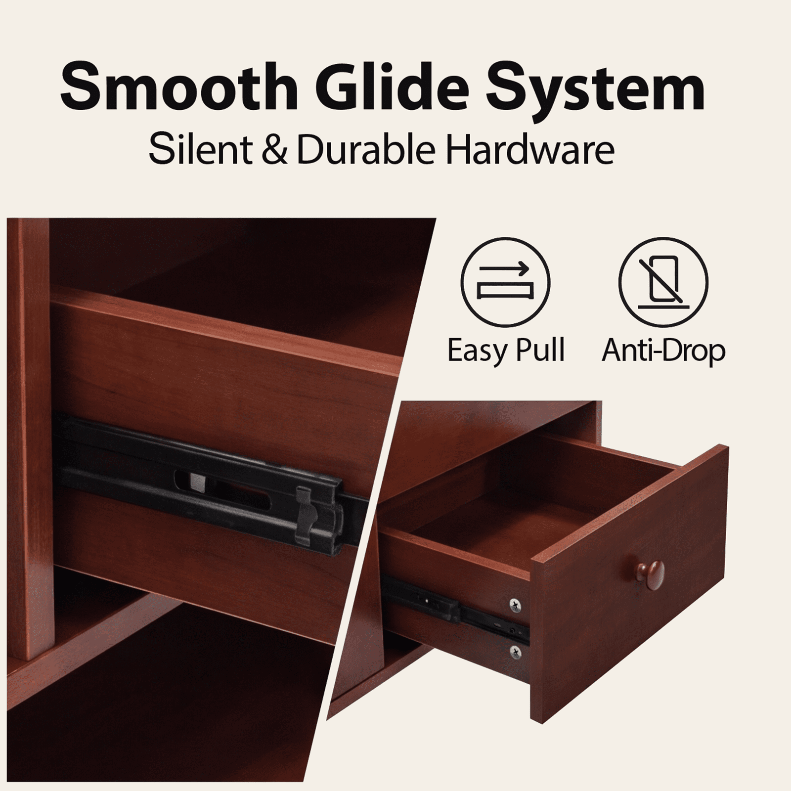 47.3" Sideboard Buffet Cabinet, Kitchen Buffet Cabinet with Solid Wood Frame Legs & Wooden Handle, Storage Cabinet with 2 Doors and 3 Drawers for Kitchen,Dining,Living Room, Walnut