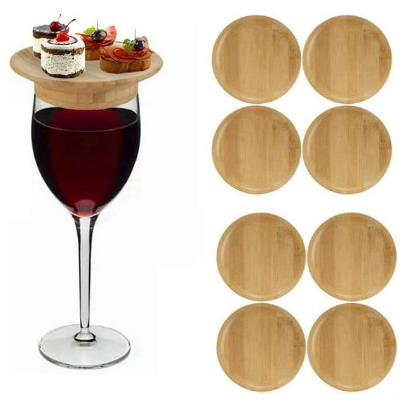 8Pcs Wine Glass Topper, 4Inch Wine Glass Charcuterie Topper Bamboo Wine Glass Topper Coasters