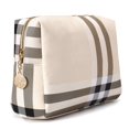 thumbnail image 1 of Bolsa de maquillaje Jessyline, grande, lujosa, de piel vegana, color beige, 1 of 6