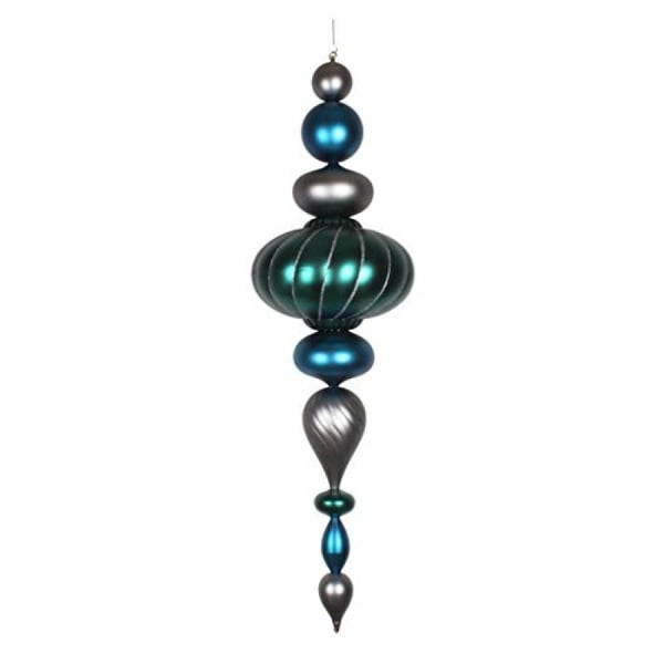 Vickerman 45" Ornement de Noël Jumbo Fini Mat Bleu-Pewter-Emerald