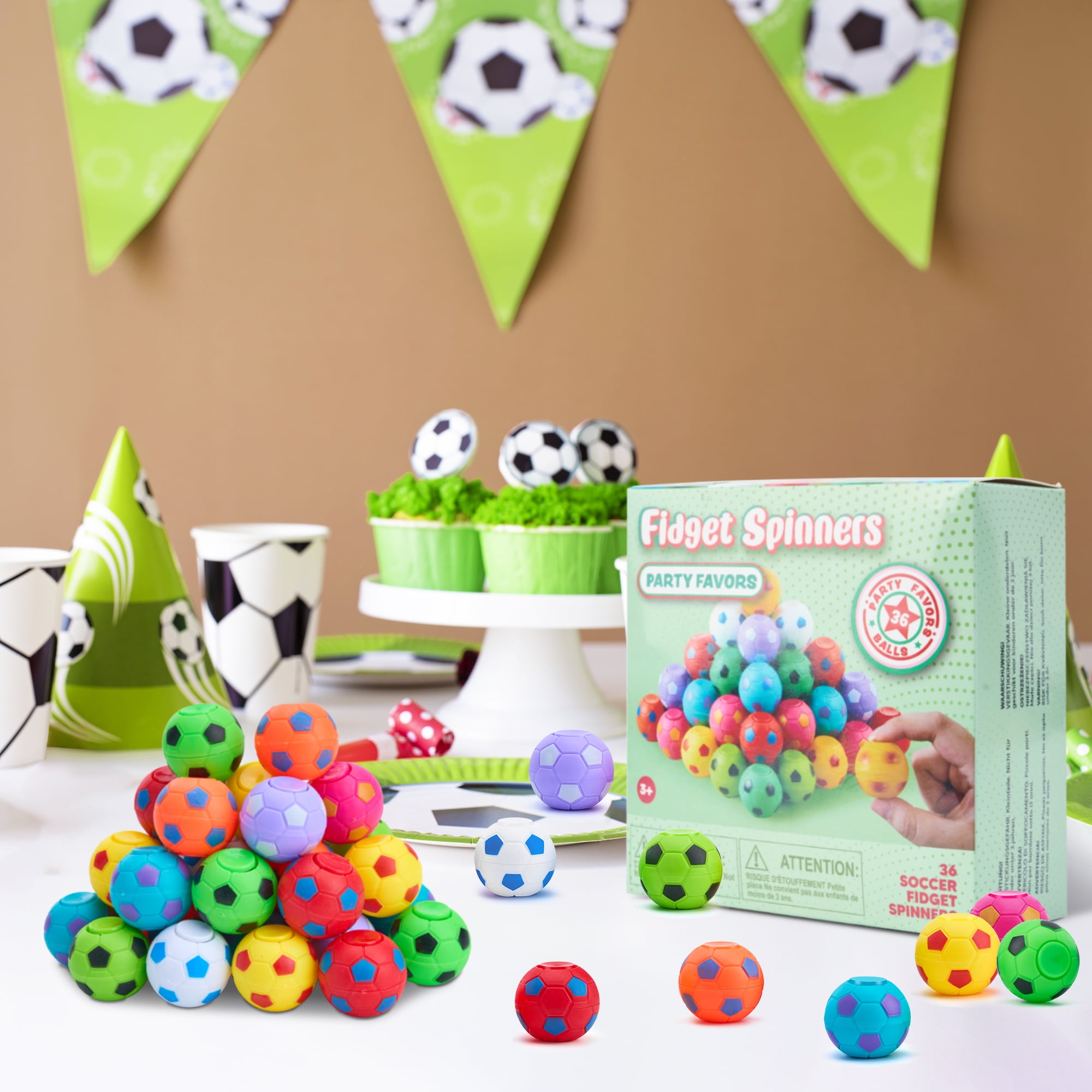 (4 pack) Joyfy 36 Pack Soccer Party Favors for Kids Fidget Spinners Balls Fidget Toys Bulk, Goodie Bags Stuffers, Treasure Box Toys for Classroom, School Reward