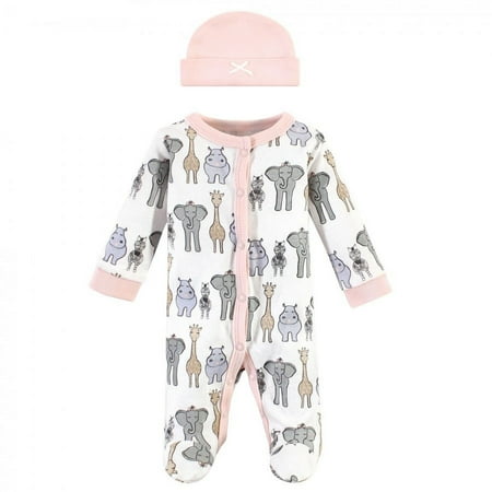 UPC: 0660168595192 | Hudson Baby Infant Girl Preemie Snap Sleep and Play and Cap 2pc Set  Pink Safari  Preemie