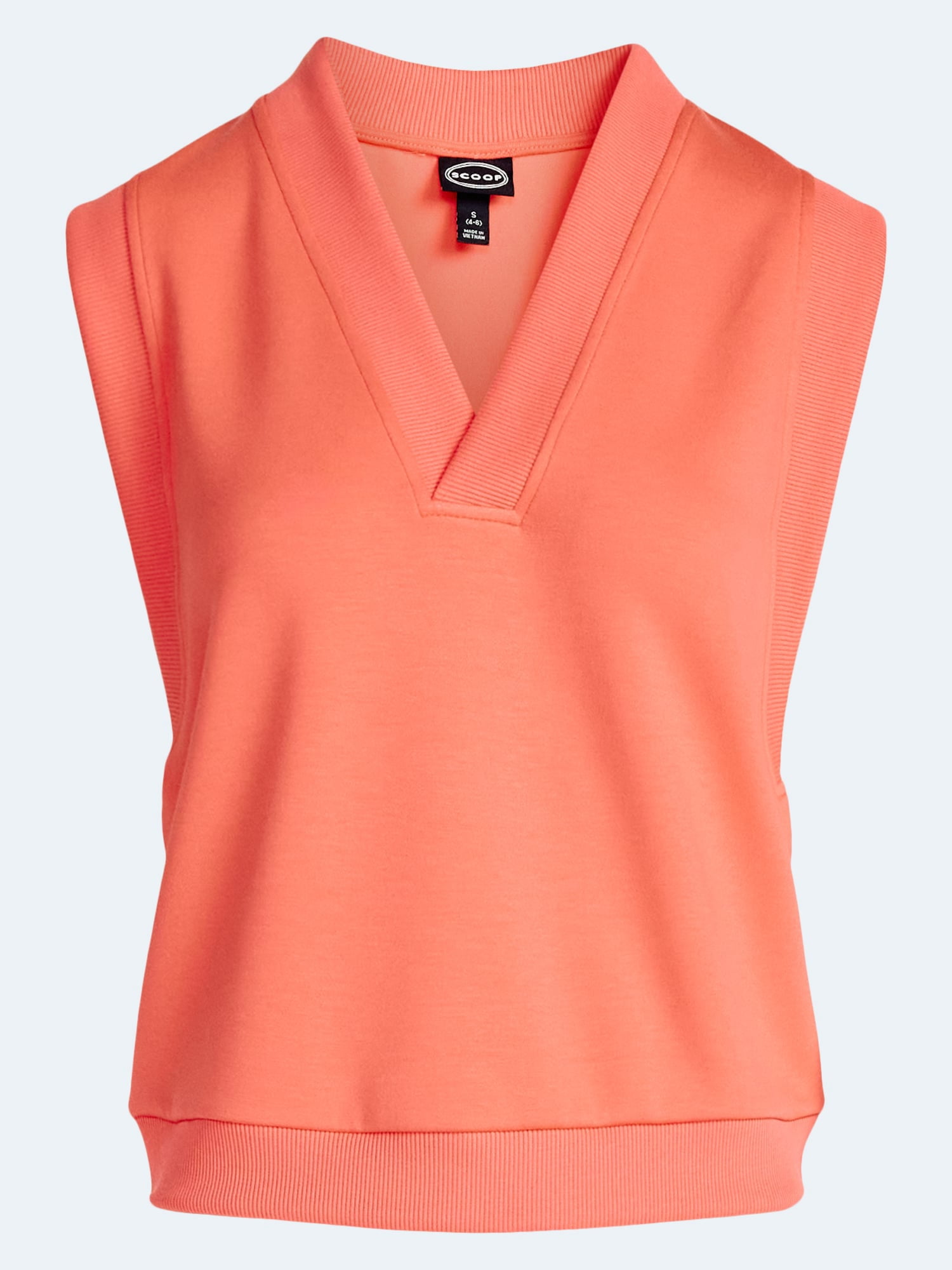 Scoop Women's Scubaknit Sleeveless Deep V-Neck Top, Sizes XS-XXL
