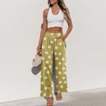 thumbnail image 6 of Petite Wide Leg Pants for Women Summer Palazzo Lounge Pants High Waist Boho Flowy Beach Vacation Trousers,S, 6 of 6