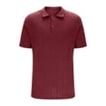 thumbnail image 4 of YLSDY Mens Button Collared Shirts Short Sleeve Casual Color Block Golf T Shirt Stylish Contrast Colors Button Lapel Collar Cotton Tops Wine L, 4 of 6