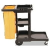 Rubbermaid Commercial FG617388BLA Housekeeping 3-Shelf Janitor Cart With Zippered Yellow Vinyl Bag, Black
