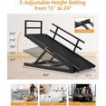 thumbnail image 2 of Dog Ramp for Bed, Adjustable Pet Ramp for Dogs to Get on Bed, Folding Dog Bed Ramp for Small/Medium/Large Dog & Cat, Wood Furniture Dog Ramp for Couch Bed Adjustable from 15" to 24" Height - Brown, 2 of 8