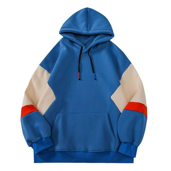 sususu Mens Hoodies Pullover 3X Oversized Hoodie Pullover Casual Streetwear Long Sleeve Sweatshirt With Hood For Loose Fit Comfort,Blue,M