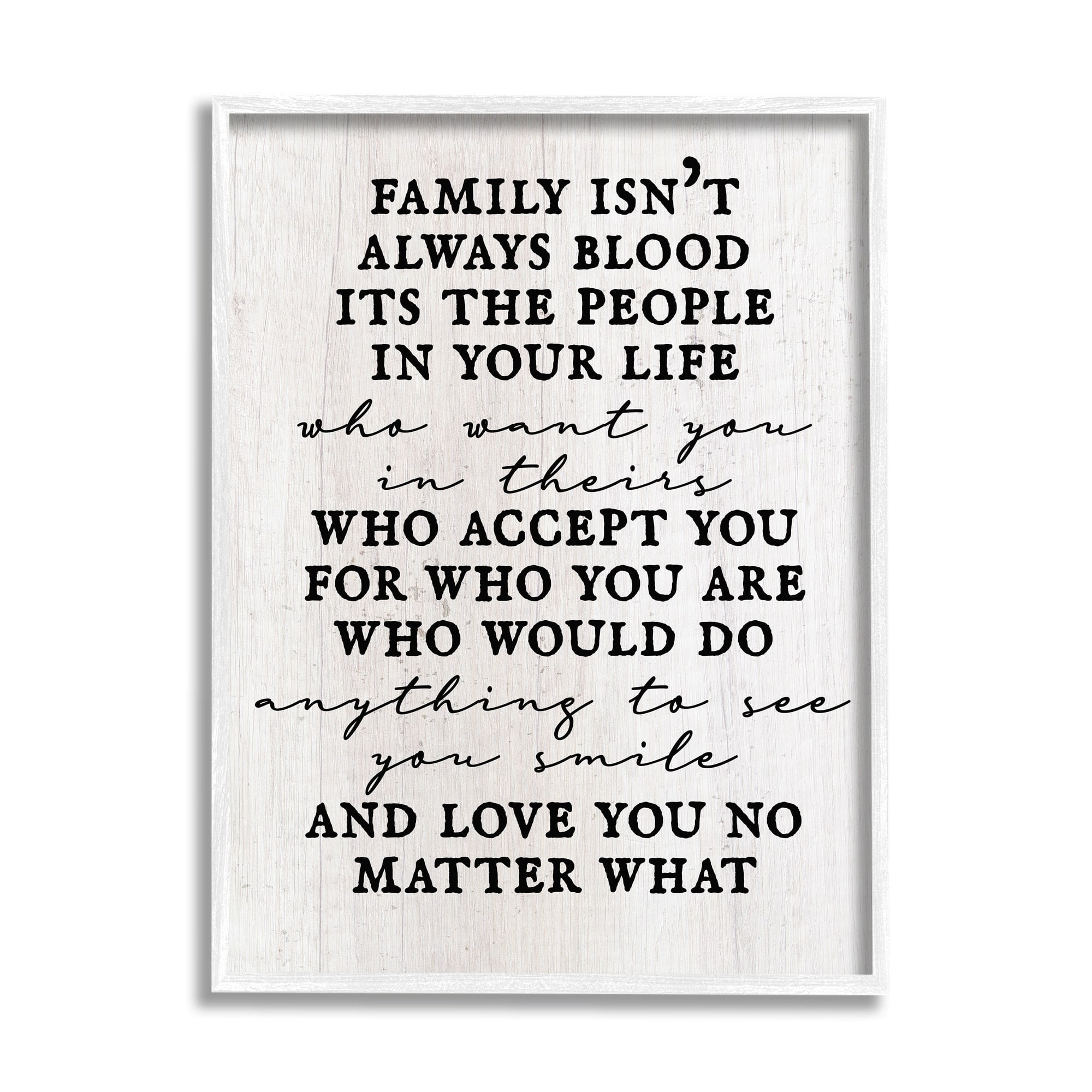 Stupell Industries Moving Family Quote Acceptance Text Plank Patterned Graphic Art White Framed Art Print Wall Art, Design by Daphne Polselli