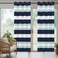 thumbnail image 3 of Outdoor Curtains for Patio Waterproof, Aqua Navy Blue Striped Windproof Pravicy Outside Porch Blackout Curtain, Modern Abstract Lines Geometric Sun Blocking Grommets Curtains for Cabana 54"x108", 3 of 9