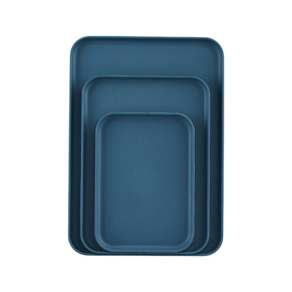 Btomtd 3 Size Rectangular Serving Trays Set for Household Tea Cups and Dinner Snacks with Multi Functional Tray Applications, Navy