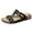 Black, variant on Slide Sandals Women Comfy Cork Footbed Orthopedic Slippers Fashion Cutout Splice Leather Slip on Flat Beach Shoes Green Size 9.5