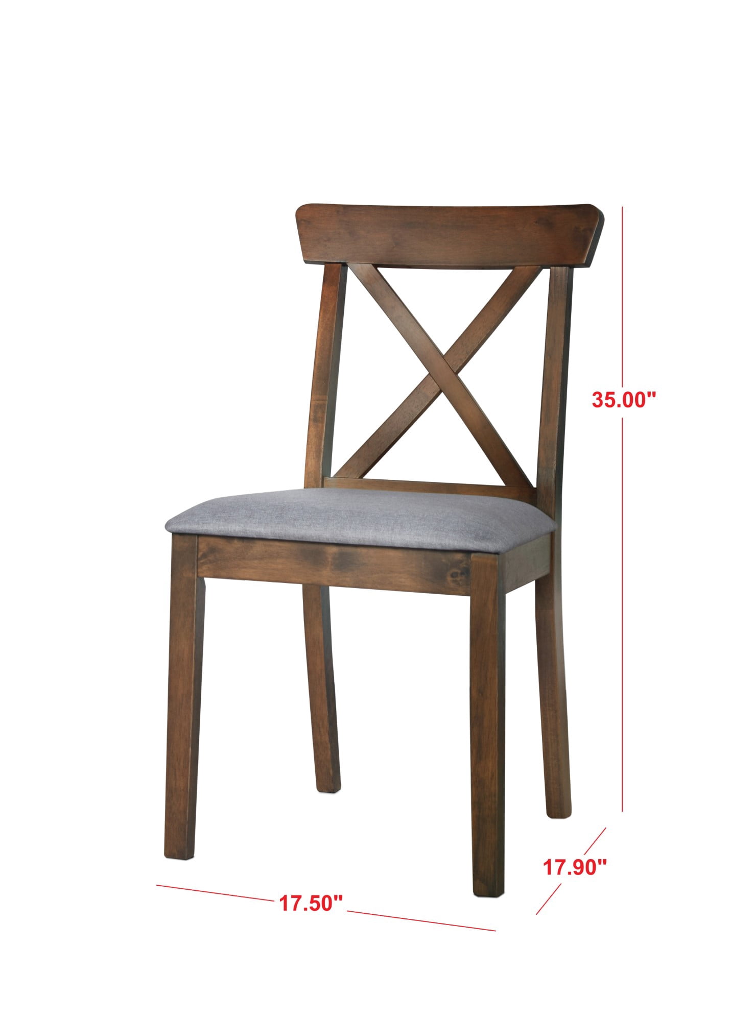 Home Design Beckley Gray/Brown Cross-Back Dining Chair Set of 6 with Cushioned Seats, Wood Frame, Modern Style, Comfortable Adult Seating, Easy to Clean