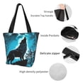 thumbnail image 4 of Fotbe Blue Full Moon Wolf Bolsa de Playa con Estampado, Bolsa de Hombro, Bolsa de Mano Espaciosa, Bolsa de Viaje Ligera, Bolsa de Compras Versátil, 4 of 6