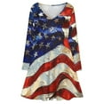 thumbnail image 3 of Retro American Pride Vintage USA Flag Long Sleeve Dresses For Women Vintage Elegant Party Dress Oversized V-neck Dress S-8XL, 3 of 7