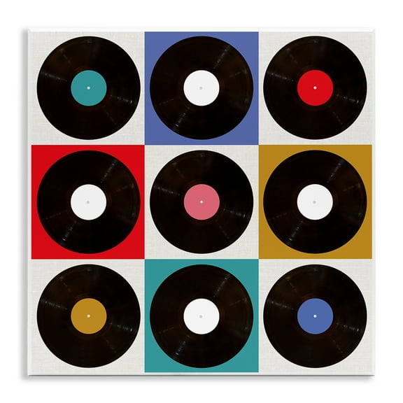 Stupell Industries Geometric Music Records Music Painting Unframed Art Print Wall Art, 12 x 12