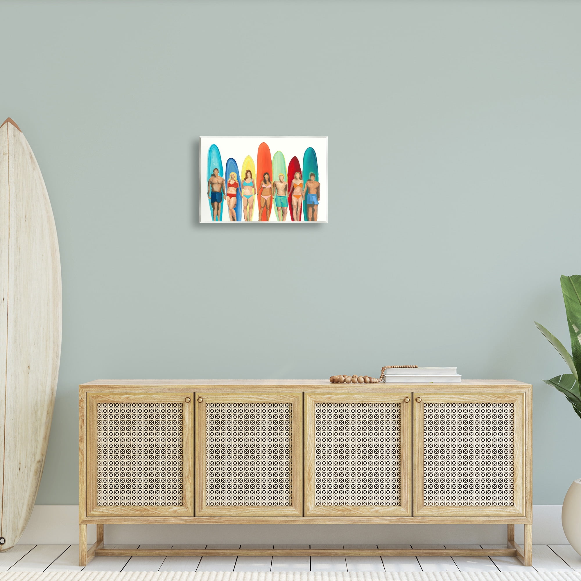 Stupell Industries Abstract Surfer Friends Sports Painting Unframed Art Print Wall Art, 19 x 13