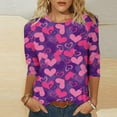 thumbnail image 2 of gakvbuo Valentine Day Shirt For Women Trendy 3/4 Sleeve Tunic Tops Cute Love Hearts Graphic Tees Round Neck Casual Funny Shirts Tops Blouse, 2 of 5
