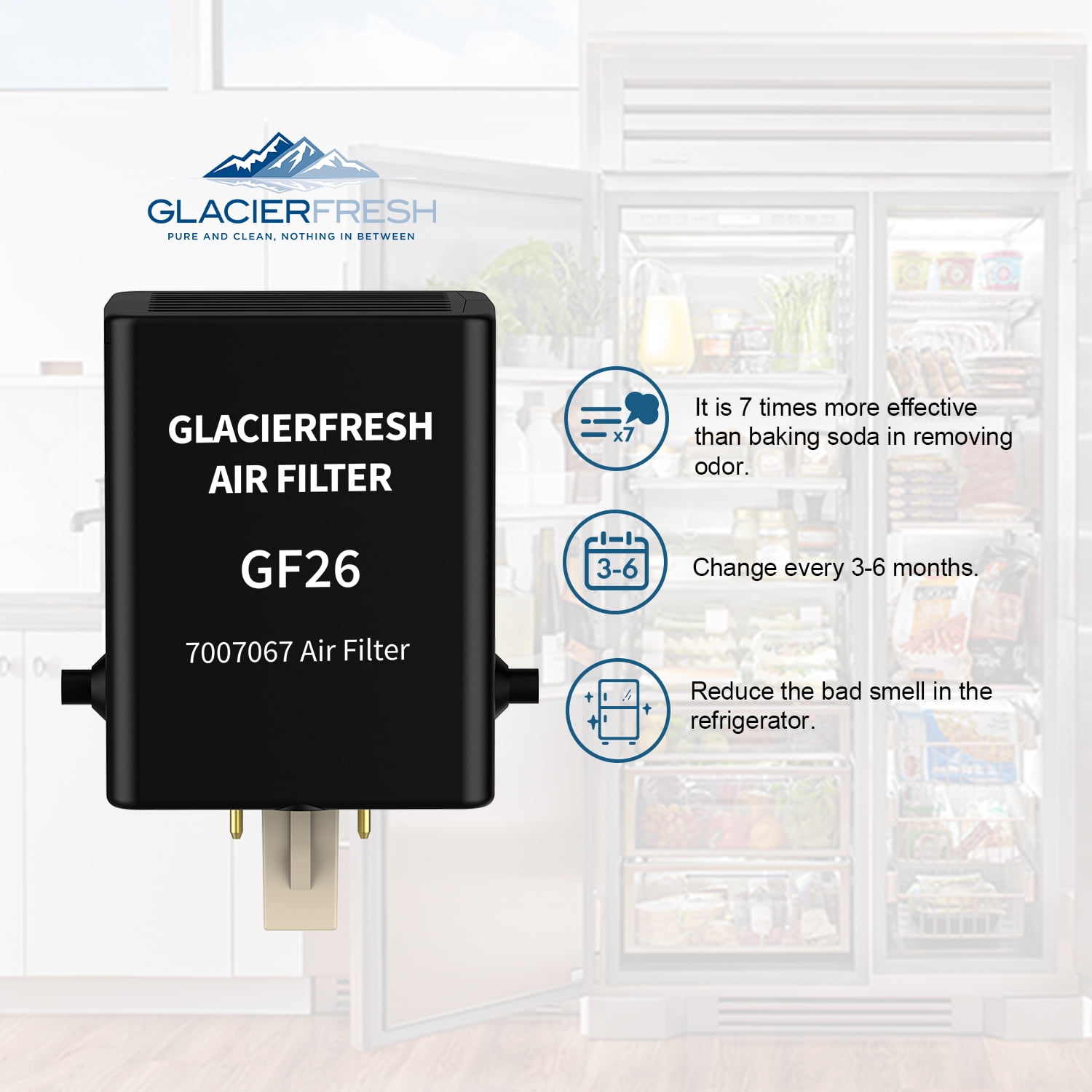 GLACIER FRESH Replacement For Sub-Zero Refrigerator Air Purification Cartridge 7042798, 7007076, 7007067 Air Filter (3 Pack)