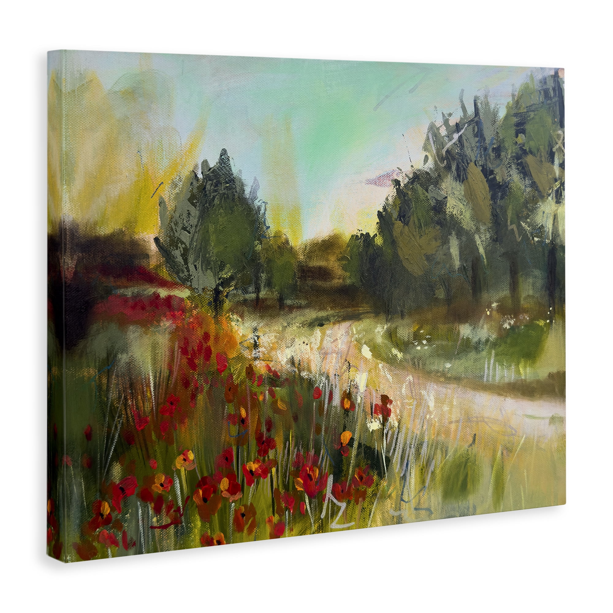 Stupell Industries Poppy Sunset Landscape Landscape & Nature Painting Wrapped Canvas Art Print Wall Art, 20 x 16