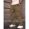 thumbnail image 2 of Rexolia Mens Cargo Pants Breathable Multi Pocket Work Pants Elastic Waist Straight Leg Casual Outdoor Utility Daily Khaki XL, 2 of 6