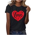 thumbnail image 4 of Valentines Tops for Women, Love Letter Print T Shirt, Women's Short Sleeve Tee Ladies Valentine's Day Printed Round Neck Short Sleeved T-Shirt Loose Casual Blouse Top, 4 of 5