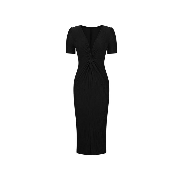 Kaemgyyd Maxi Dress for Women Short Sleeve Tie Knot V Neck Long Dresses  Elegant Wedding Guest Party Dresses - Walmart.com