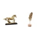 thumbnail image 1 of Figura de caballo en miniatura, escultura de resina, estatua de animal, escultura de hoja, adorno de metal con base de madera. Ideal para estantería,, 1 of 8