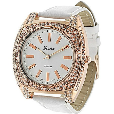Geneva Platinum Ladies' Rhinestone Accented Toggle Watch