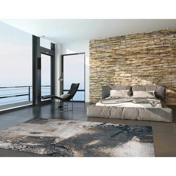 39 x 55 in. Grey or Brick Polypropylene & Polyester Rug