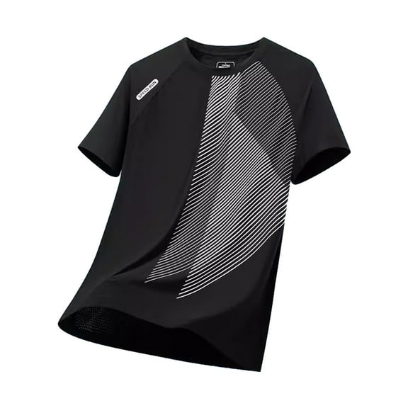 MNCEKFOD Men Summer T Shirts Ice Silk Quick Dry Cool Loose Fit Shirt Sports Short Sleeve Round Neck Tee Shirt for Men Black L
