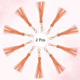 thumbnail image 3 of 2pcs Borlas de Cuero, Borla de Llavero de 6" con Gancho Giratorio para Hacer Joyería, Bolsos, Correas para Teléfonos (Naranja), 3 of 7
