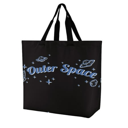 Starship Planet Text T-shirt Women s Casual Shoulder Bag Shopping Bag Lady Handbag Eco Reusable Large Tote Shopper Storage Bags