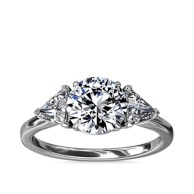1.00 Carat Excellent Round Cut Real Diamond New Design Three Stone Ring for Wedding Solid 18K White Gold Size 11