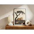 thumbnail image 2 of Orange Cat Resting on Stone Wall Under Tree Japanese Style Cat Print Tranquil Animal Wall Art Modern Minimalist Cat Poster Cute Cat - Poster Unframed, 2 of 3