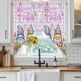 thumbnail image 6 of Easter Gnomes Bunnies Swag Curtains for Kitchen/Bedroom/Living Room, Spring Easter Eggs Floral Purple Plaid Scalloped Curtains 63 Inch Long, Window Swag Topper Curtains Valances 2 Panels Set 36"x63", 6 of 8