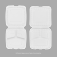 thumbnail image 3 of Karat Earth [200pcs - 8x8] 3 compartment Mineral Filled PP Hinged Container - White, 3 of 9