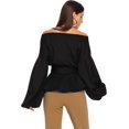 thumbnail image 2 of Blusa cruzada con cuello en V, manga larga y volantes para mujer, 2 of 4
