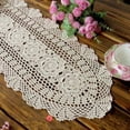 thumbnail image 2 of UHUSE Vintage Crocheted Lace Table Runner Cotton Floral Tablecloth Oval 30x80cm, 2 of 5