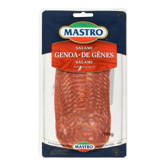 Mastro Gluten Free Hot Genoa Sliced Salami, 100 g