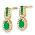 thumbnail image 2 of 14k 1/3Ct Diamond and Emerald Earrings 14k Yellow Gold Earrings, 2 of 2