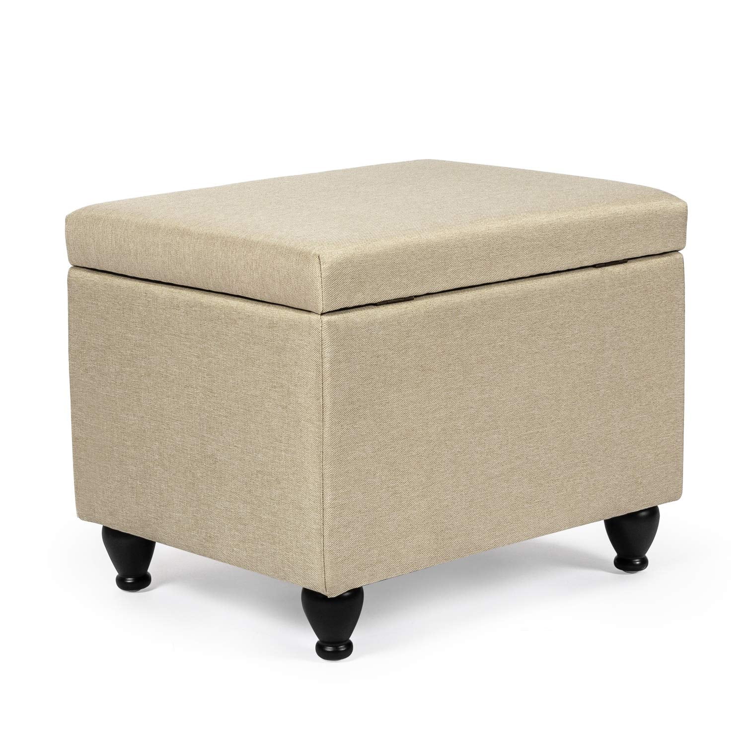 Homebeez Fabric Storage Ottoman Bench Foot Stool Footrest Beige